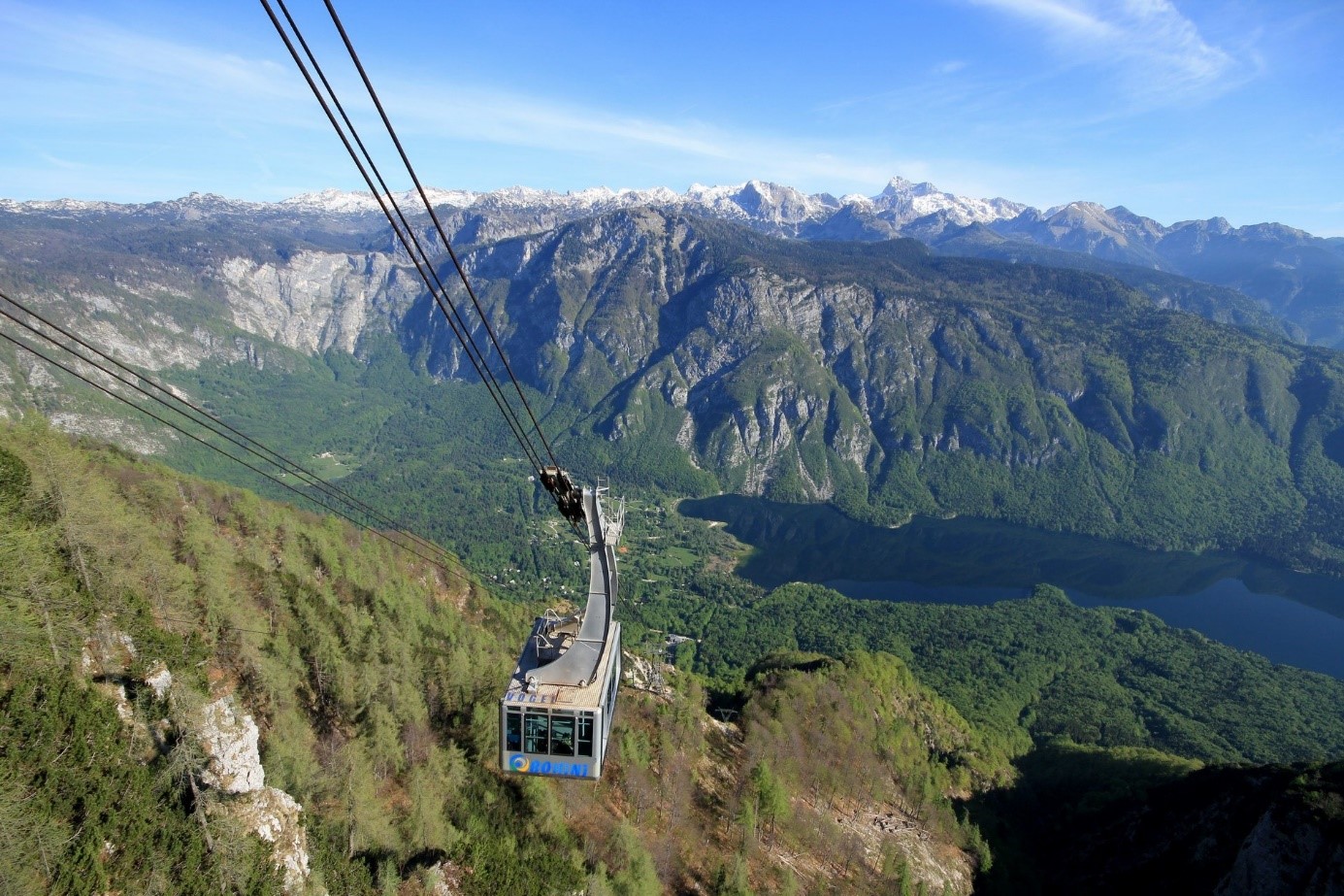 Panoramic view of the Julian Alps from Vogel above Lake Bohinj